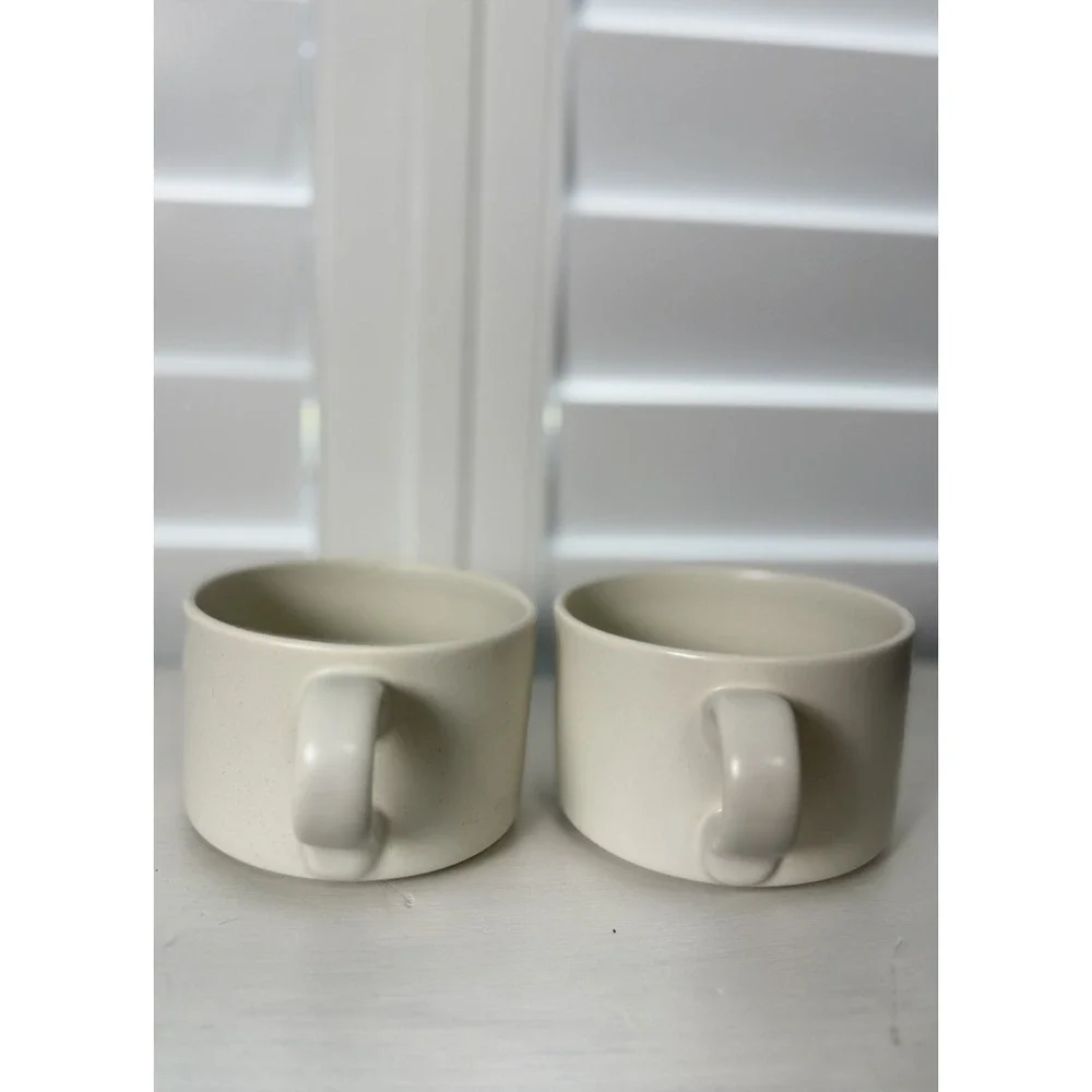 WEDGWOOD STONEWEAVE LINEN CUPS Made In Japan 1996 Coffee Tea Mugs Set Of 2